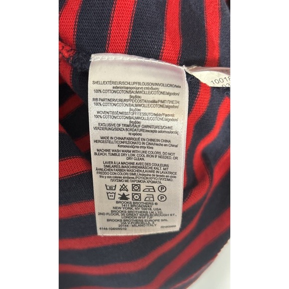 Brooks Brothers Men's L Cotton Blue/Red Stripe LongSleeve Sweater Crew EUC C5 - Picture 4 of 4